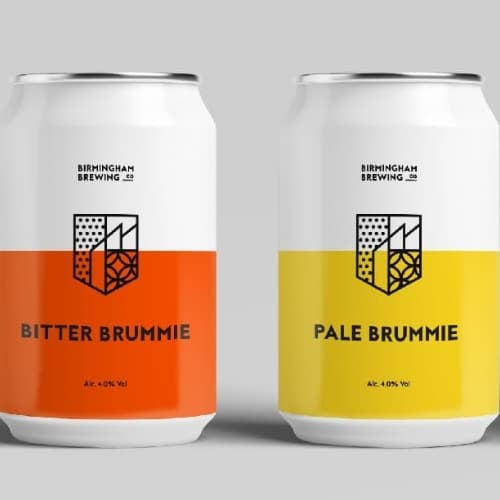 A photo showing two cans, one Bitter Brummie ale and one Pale Brummie ale